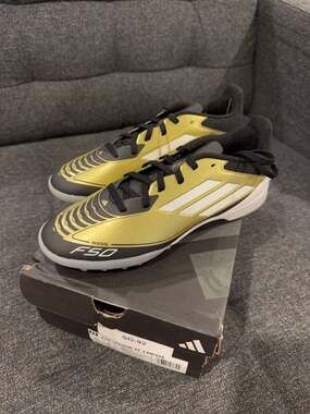 Adidas F50 League TF J Messi Soccer Shoes Gold/Black Size 5.5